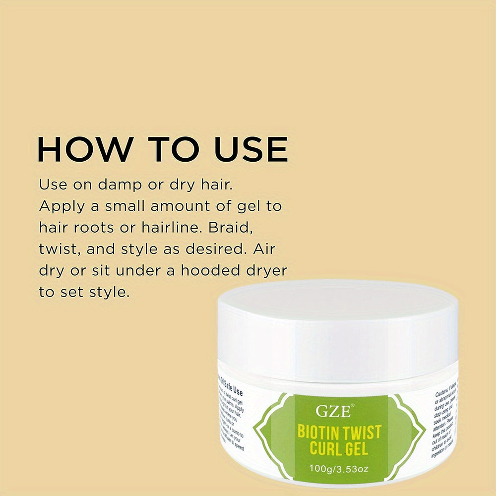 Biotin Twist Curl Gel - Hydrating Styling Formula for Stronger, Healthier Hair | Defines & Moisturizes