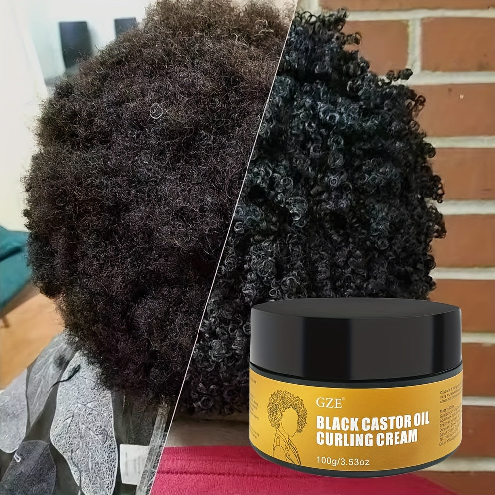 100g Black Castor Oil Curling Cream, Natural Curl Defining Cream, To Define All Natural Curl Types & Hair Textures