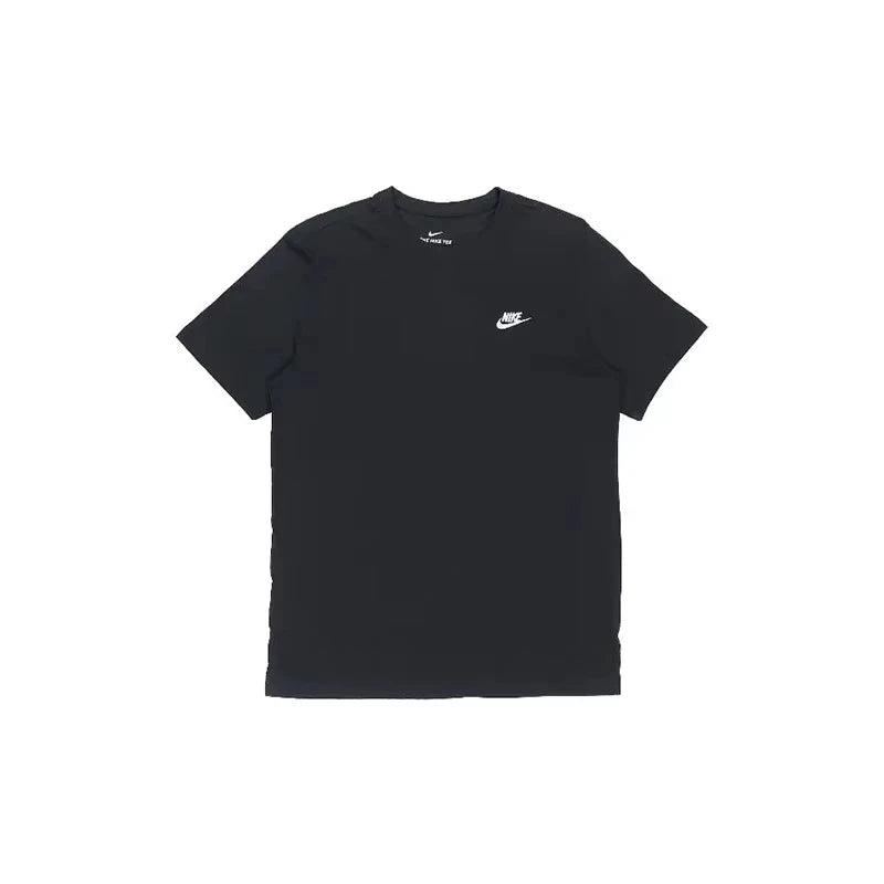 Original Nike Round Neck Short Sleeve T-shirt Men's Clothing Black and White and Blue AR4997-013