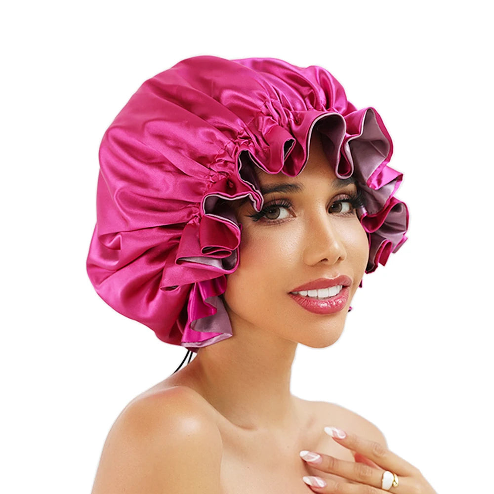 Bonnet‘s for Mam & Baby High-Quality Satin Bonnet Cap Double Layer Silky Big Bonnet for Lady Sleep Cap Head Wrap