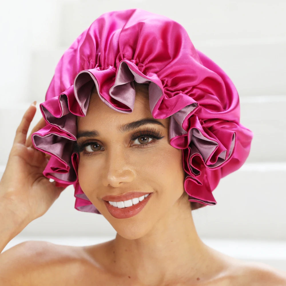 Bonnet‘s for Mam & Baby High-Quality Satin Bonnet Cap Double Layer Silky Big Bonnet for Lady Sleep Cap Head Wrap