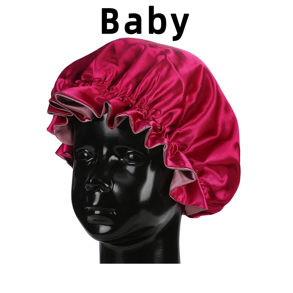Bonnet‘s for Mam & Baby High-Quality Satin Bonnet Cap Double Layer Silky Big Bonnet for Lady Sleep Cap Head Wrap
