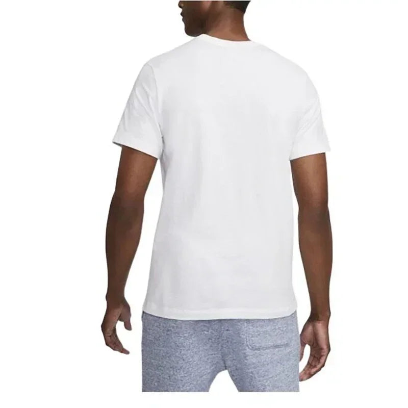 Original Nike Round Neck Short Sleeve T-shirt Men's Clothing Black and White and Blue AR4997-013