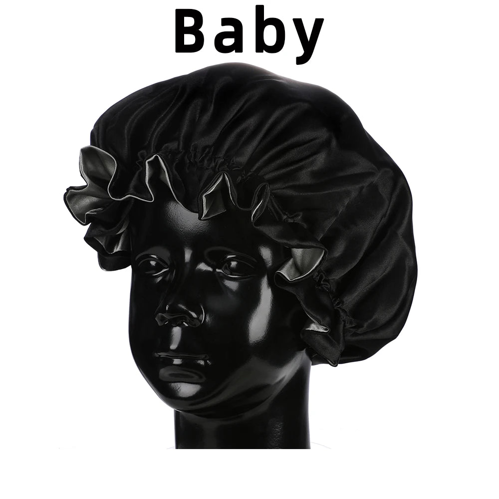 Bonnet‘s for Mam & Baby High-Quality Satin Bonnet Cap Double Layer Silky Big Bonnet for Lady Sleep Cap Head Wrap