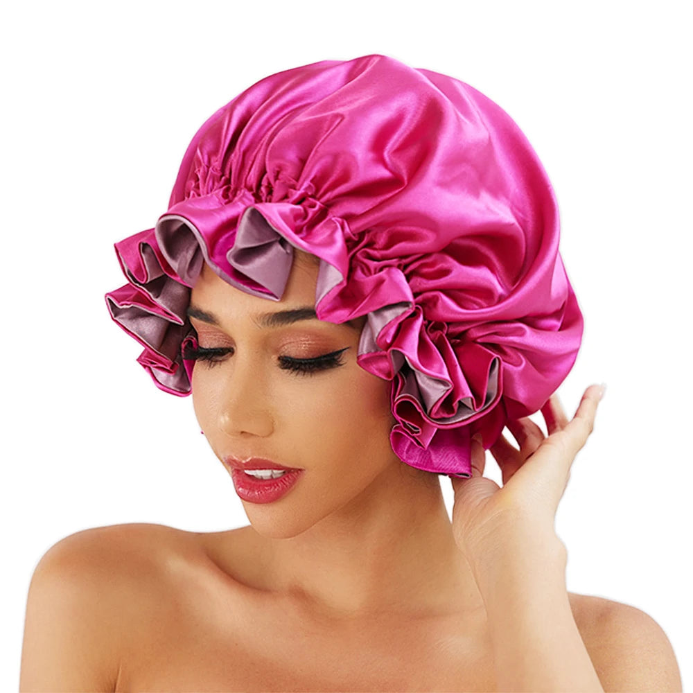 Bonnet‘s for Mam & Baby High-Quality Satin Bonnet Cap Double Layer Silky Big Bonnet for Lady Sleep Cap Head Wrap