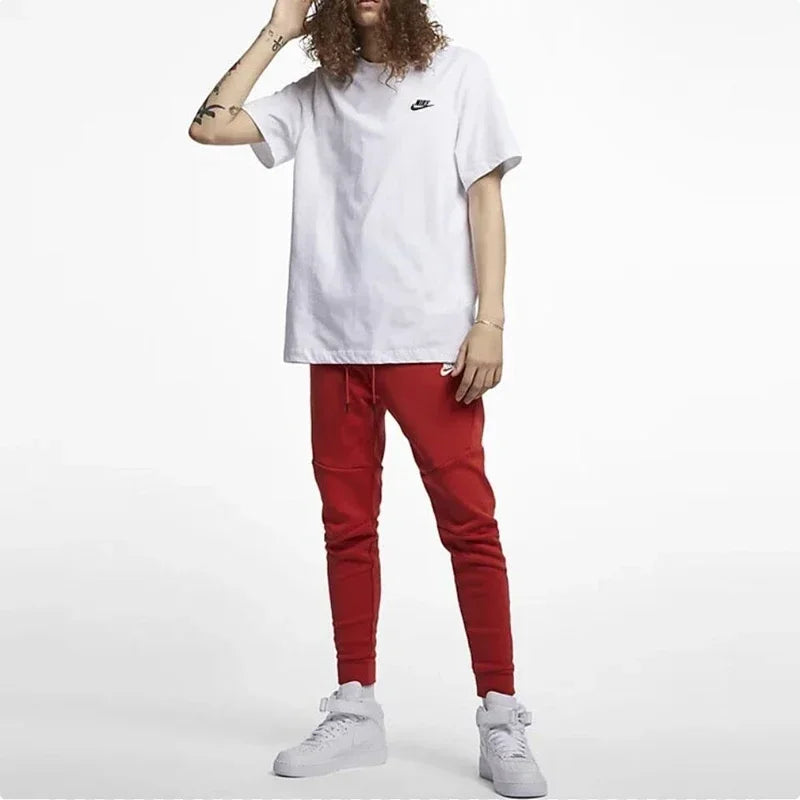 Original Nike  Round Neck Short Sleeve T-shirt Men's Clothing Black and White and Blue AR4997-013