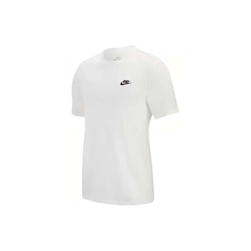 Original Nike  Round Neck Short Sleeve T-shirt Men's Clothing Black and White and Blue AR4997-013