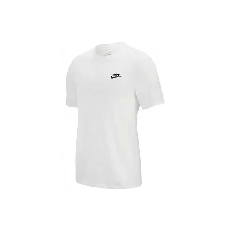 Original Nike  Round Neck Short Sleeve T-shirt Men's Clothing Black and White and Blue AR4997-013