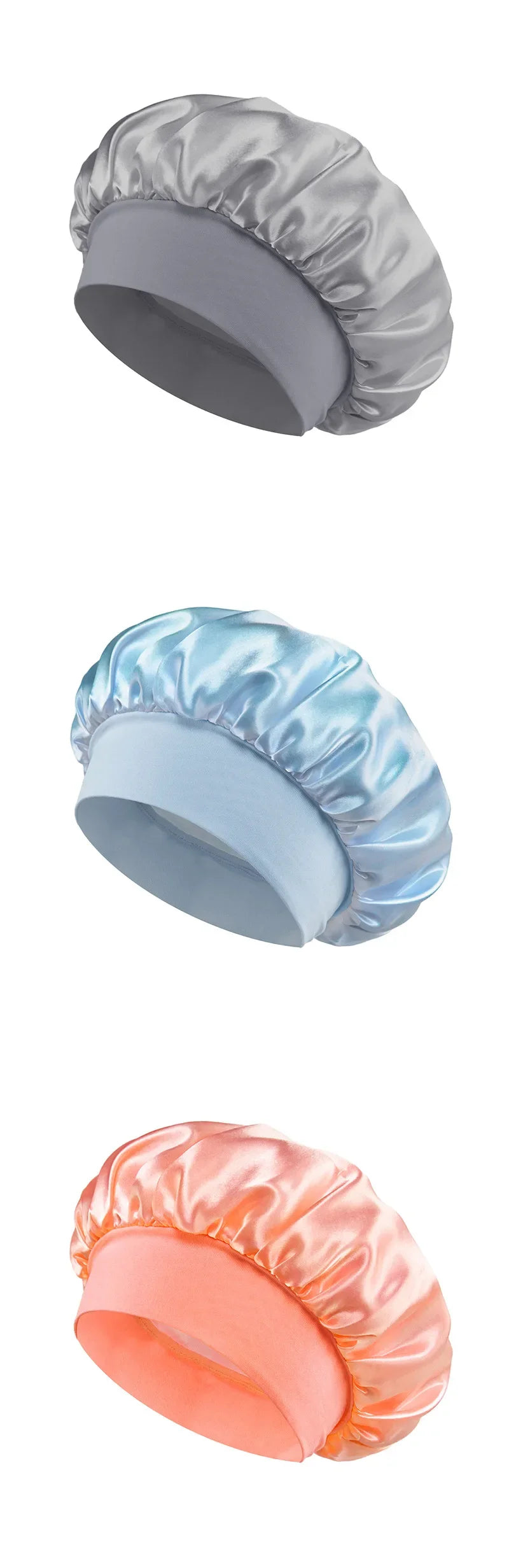 Unisex Head Wrap Elastic Band Cap for Brimmed Night Hat Bath Cap Extra Large Satin Silky Bonnet Sleep with Premium Elastic Band