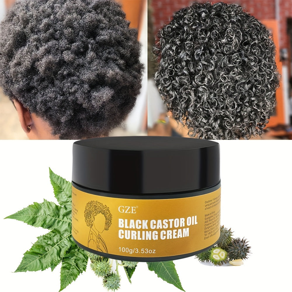 100g Black Castor Oil Curling Cream, Natural Curl Defining Cream, To Define All Natural Curl Types & Hair Textures