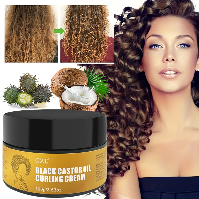 100g Black Castor Oil Curling Cream, Natural Curl Defining Cream, To Define All Natural Curl Types & Hair Textures
